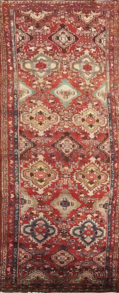 Vintage Tribal Traditional Handmade Geometric 10 ft Nomad Runner Wool Rug 3x10