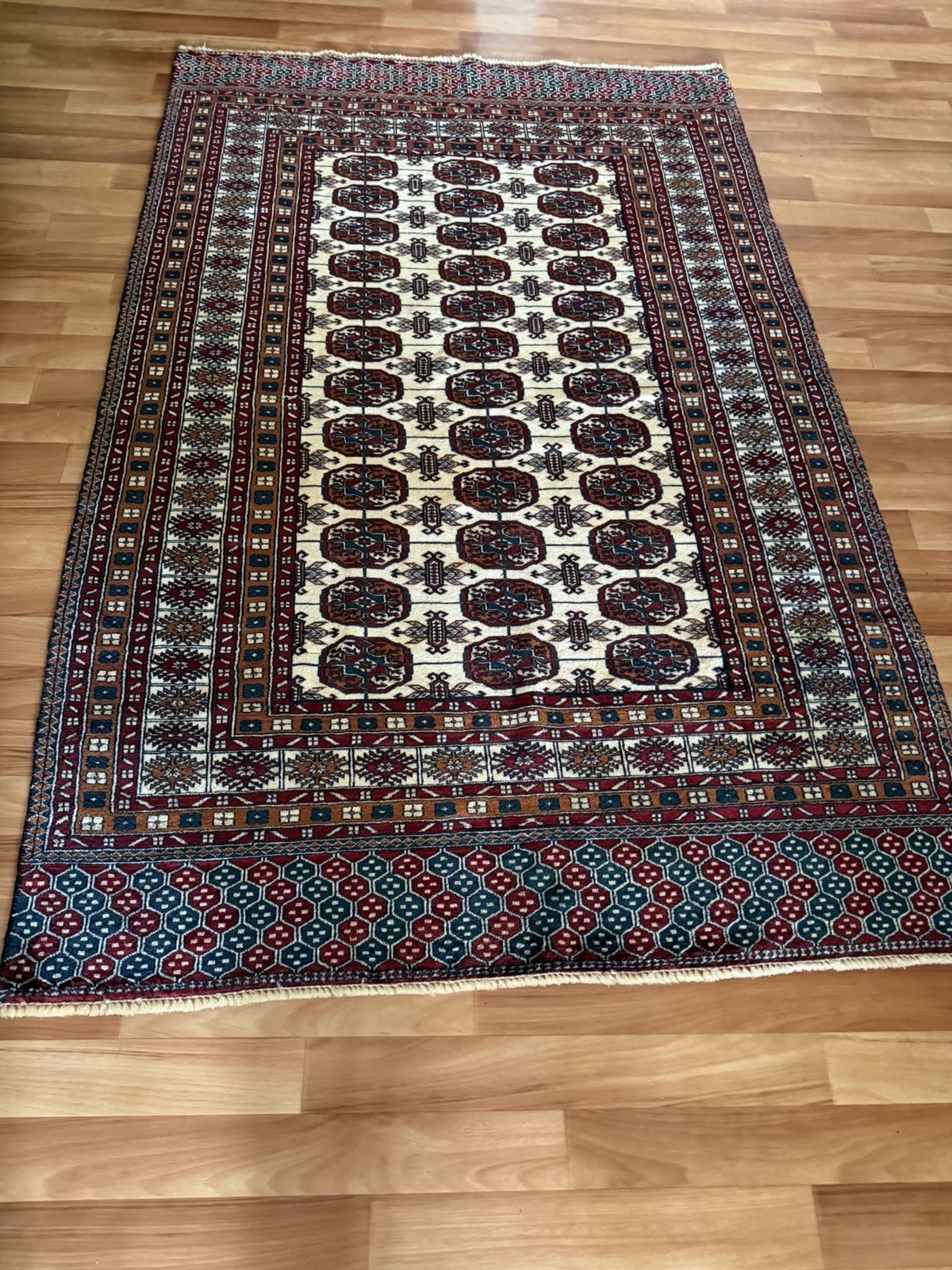 Pre-owned Very Fine Hand Knotted Pakistan Bokhara Turkmen Wool Rug gallery
