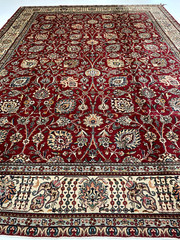 Antique Oriental Hand-Knotted Wool Area Rug Red/Ivory/Blue 11’5″ x 16′