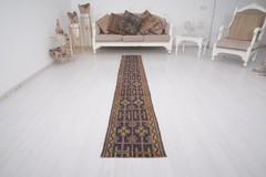 2×10 Rug, Knotted Turkish Wool Runner Rug, Neutral Vintage Oushak Rug Runner 860