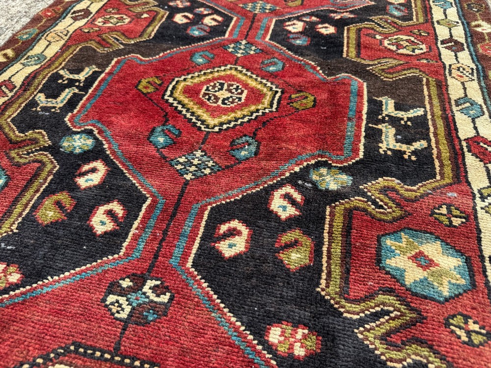 3x9 VINTAGE RUNNER RUG handwoven ANTIQUE ORIENTAL handmade kazak heriz 3x8 3x10