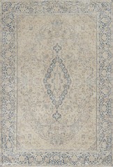 Vintage Distressed Wool Rug 7×9 Ft Handmade Beige Floral Oriental Area Rug