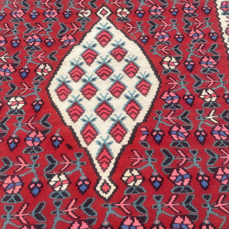 Vintage Kurdish Kilim Hand Woven Wool Rug 42”x 61” gallery