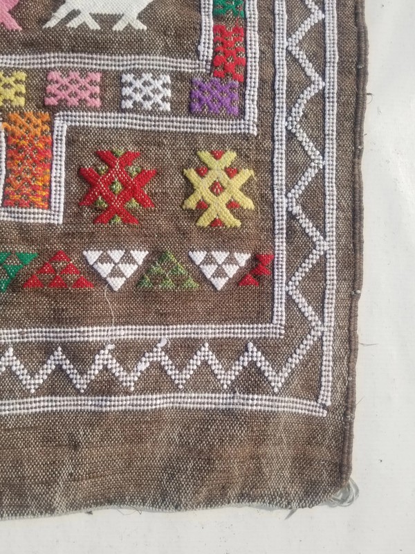 Distressed Fine Vintage Traditional Hand Made Oriental Wool Grey Kilim 78x49cm gallery