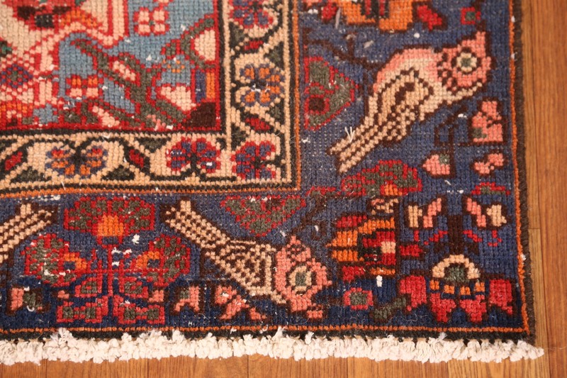 Bird Design Vintage Rust Wool 10 ft Runner Rug Hand-knotted Hallway Carpet 4x10 gallery