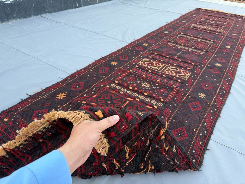 Fine Antique Afghan Runner Rug 3x11 Hand Woven Wool Persian Style Hallway Carpet gallery