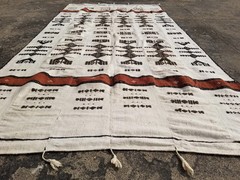 Vintage Traditional Handmade African Fulani Wool Multicolor Kilim 4.3×4 ft