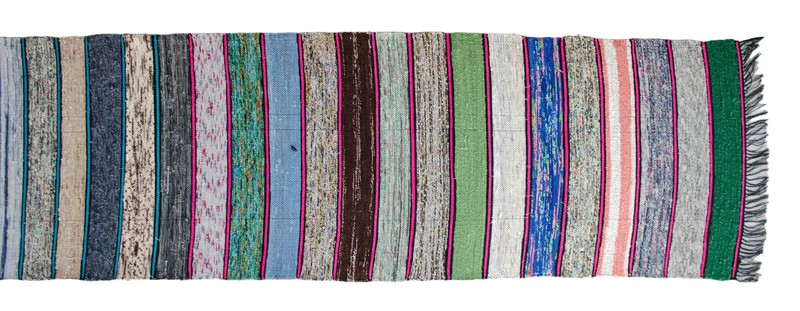 Striped Runner Rug Stair Tread Hand MADE Extra Long Kilim Ragrug 1.8 x 19.8 Ft gallery