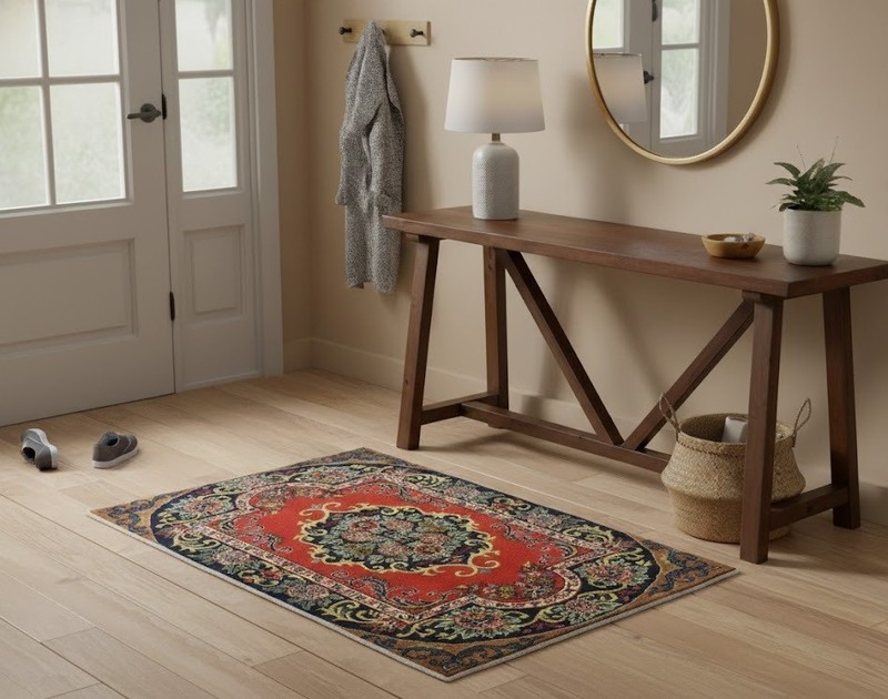 Vintage Handmade Farmhouse Wool Rug 2X3 ft Floral Oriental Entryway Decor Carpet gallery