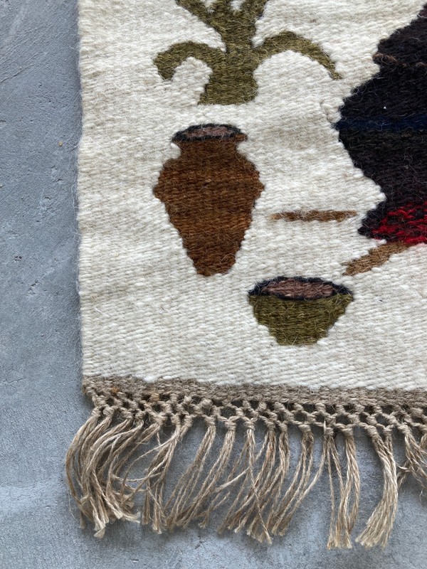 Vintage Traditional Woven African Mohair Rural Wall Hanging Tapestry 43x43 cm gallery