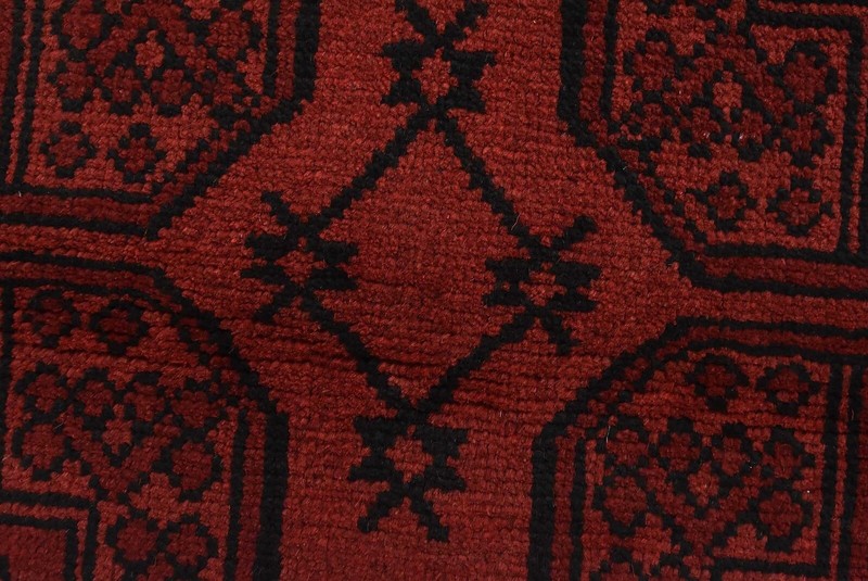 Vintage Bokhara Rug 4' x 5'10'' Red Wool Tribal Hand-Knotted Oriental Carpet gallery