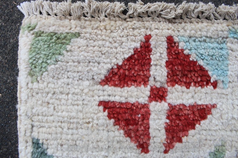 Vintage Traditional Hand Made Oriental Gabbe Wool Beige Blue Red Rug 86x62cm gallery