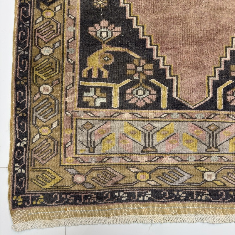 Dusty Rose Khaki 3x10 Vintage Oushak Runner Rug - Tariff Free gallery