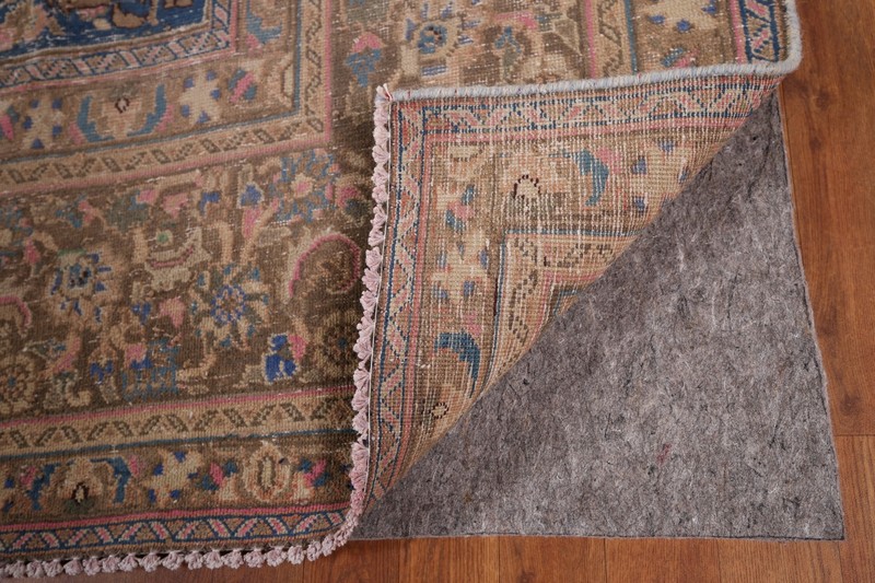 Vintage Rust Muted Wool Traditional Mashaad Hand-knotted Living Room Rug 10x13 gallery