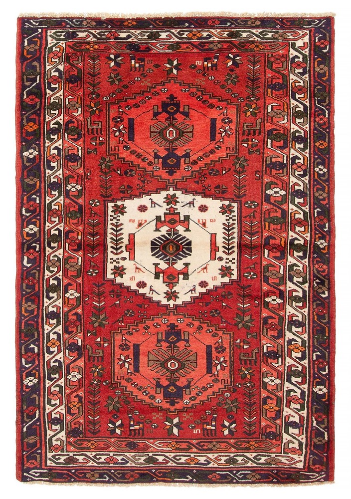 Vintage Hand-Knotted Area Rug 4'4" x 6'5" Traditional Oriental Wool Carpet