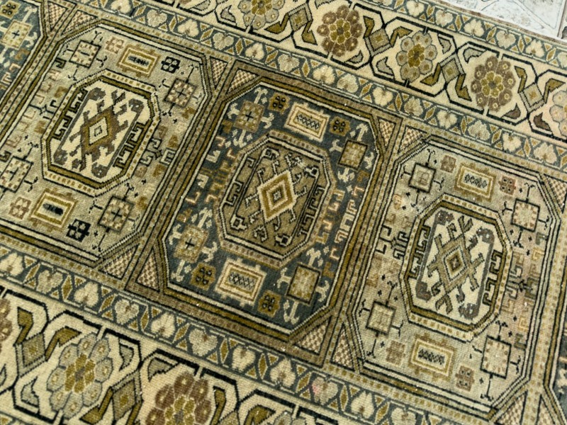 1980s Geometric Turkish Vintage Small Rug Tribal Handmade Anatolian Wool 3x6 ft gallery