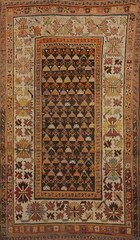 Pre-1900 Caucasian Vegetable Dye Antique Rug 4×6 Wool Hand-knotted Carpet