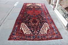 Vintage Hand Made Traditional Rug Oriental Wool Black Long Large Rug 310x149cm