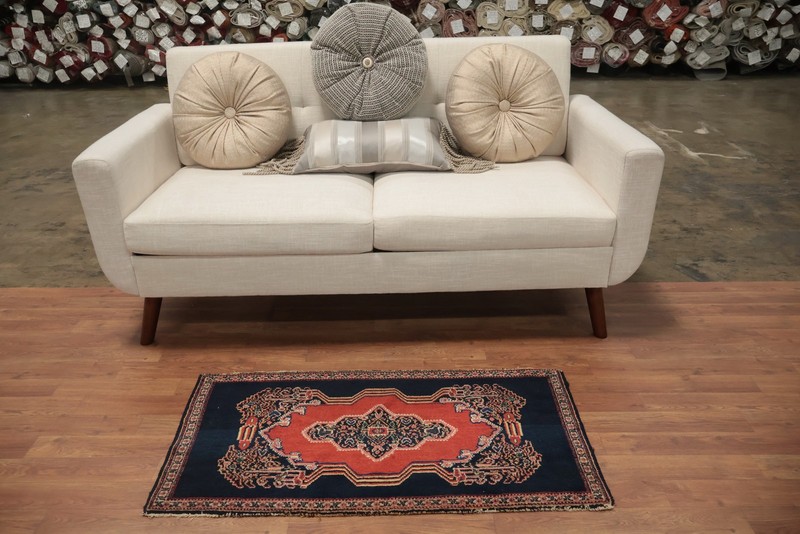 Vintage Traditional Accent Rug 2x4 Hand-knotted Wool with Bold Central Patterns gallery