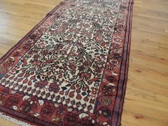 3×13 Antique Hamadan RUNNER Rug wool Red Blue Rust Animals