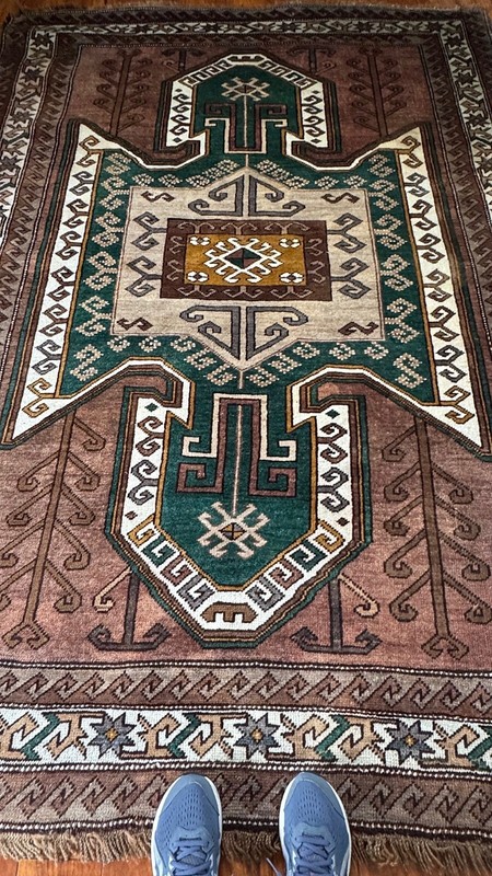 Vintage Anatolia Kazak Wool Rug 5x7 Hand Knotted Geometric Turkish Carpet Brown gallery