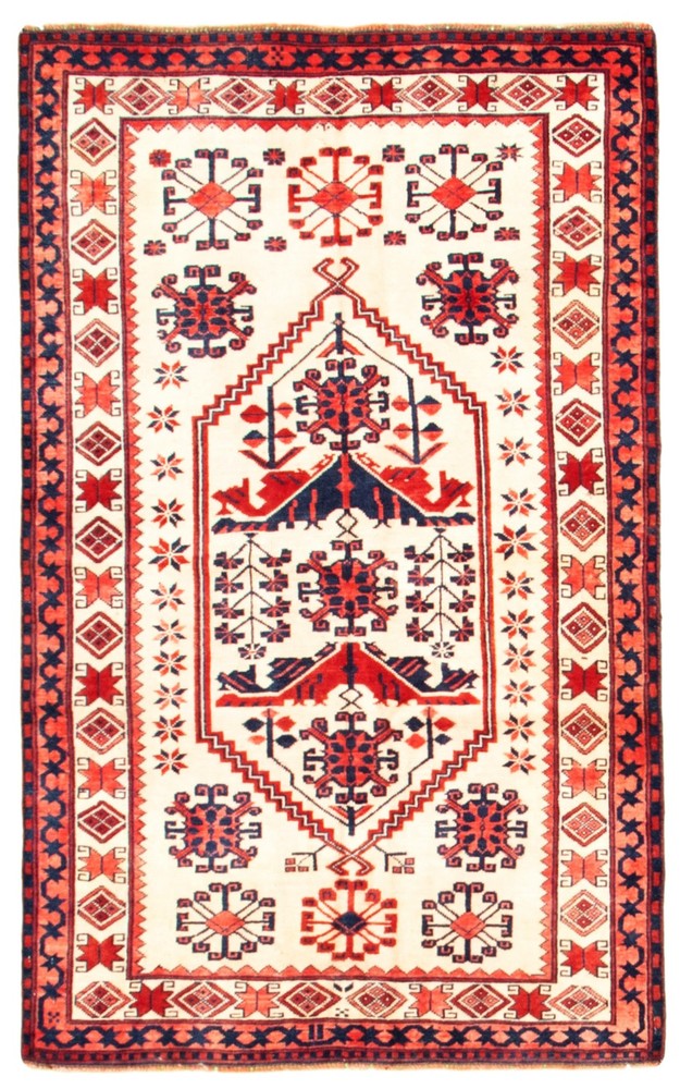 Vintage Hand-Knotted Area Rug 3'7" x 5'9" Traditional Oriental Wool Carpet