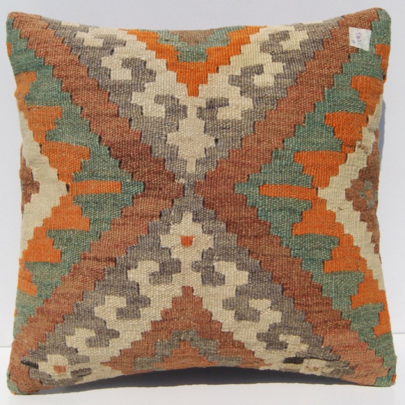 Set of 4 Handmade Kilim Pillow Covers - Authentic Wool, 16x16 Inches gallery