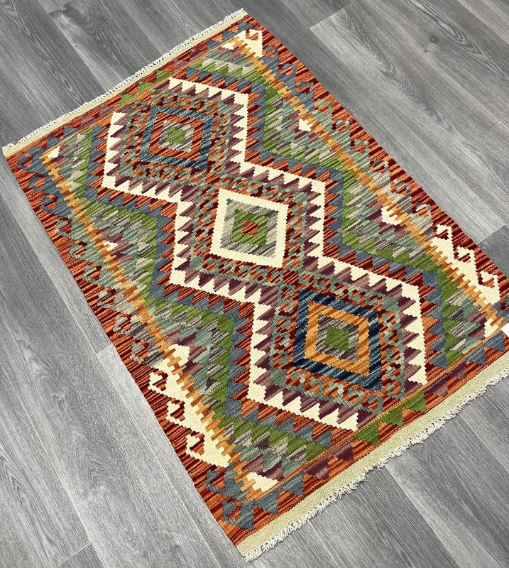 Vintage Kilim Traditional Hand Made Oriental Wool Kilim 4ftx3ft 123cmx86cm gallery