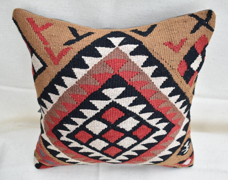 15''x15'' Decorative Handmade Turkish Kilim Pillow Cover Sofa Rug Cushion Cover gallery