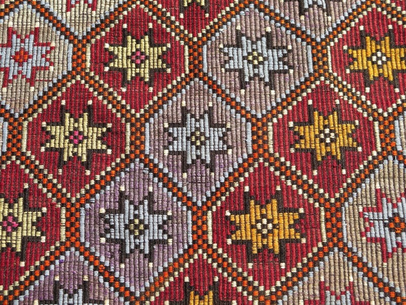 Vintage Turkish Rug Boho Area Rug Large Kilim Floor Rug Wool Rug Carpet 68"x121" gallery
