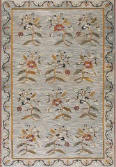 6’x9′ Beautiful Soft Gray Color Antique Allover Floral Flat Weave Bessarabian