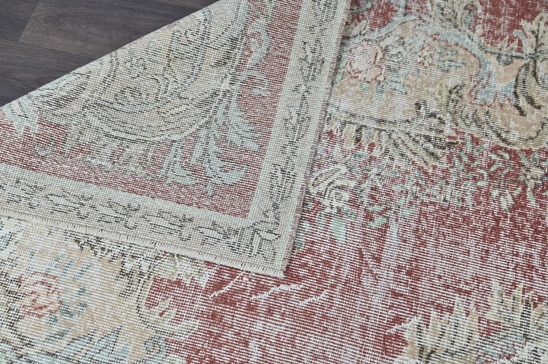 Oushak Turkish Vintage Rug 7x10 Kilim Rug Anatolian Handmade Boho Decor RED gallery
