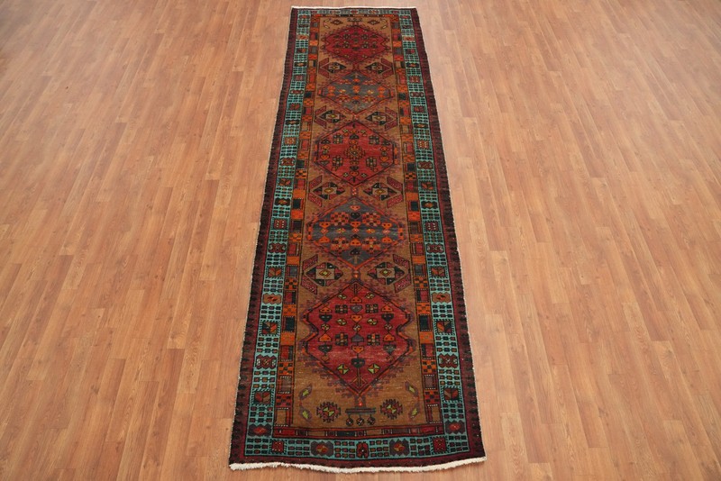 Traditional Geometric Pattern Handmade Wool Rug Runner 3x11 ft Vintage Carpet gallery