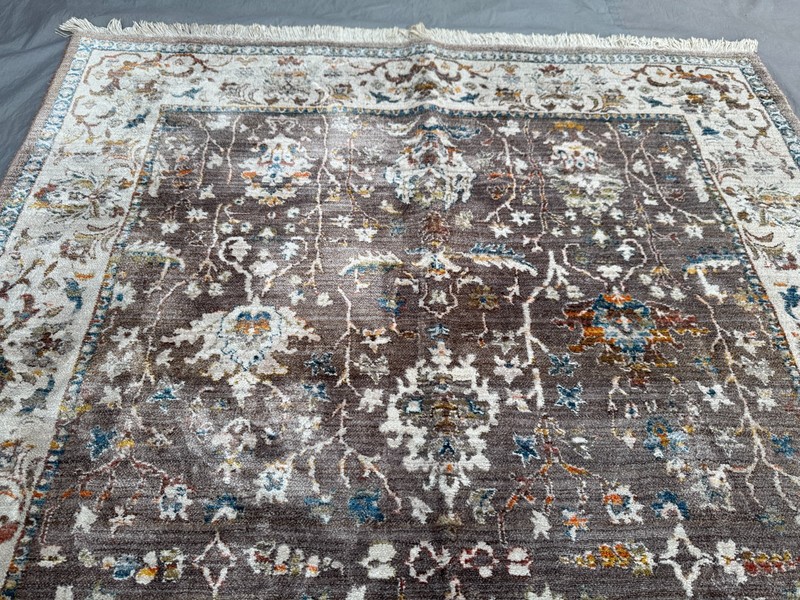 5x6 Antique Handmade Afghan Silk Rug, Low Pile, Floral Pattern Bedroom Rug gallery