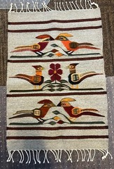 Beautiful Hand Woven Wool Vintage Rug 29” X 20” Colorful Birds