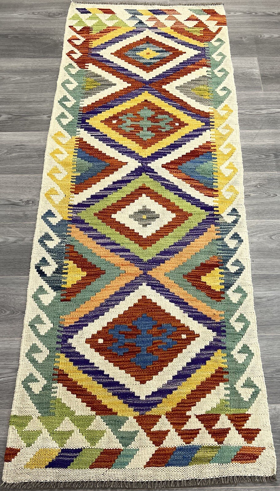 Handmade Kilim Runner wool natural colours Afghan Traditional 195cmx70cm gallery
