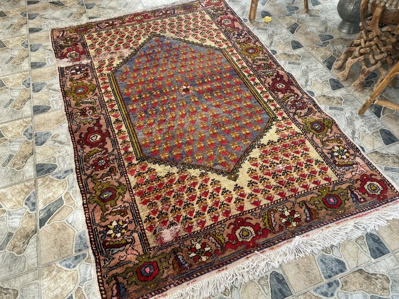 1960s Geometric Turkish Vintage Area Tribal Handmade Anatolian Rug 4.5x6.8 ft gallery