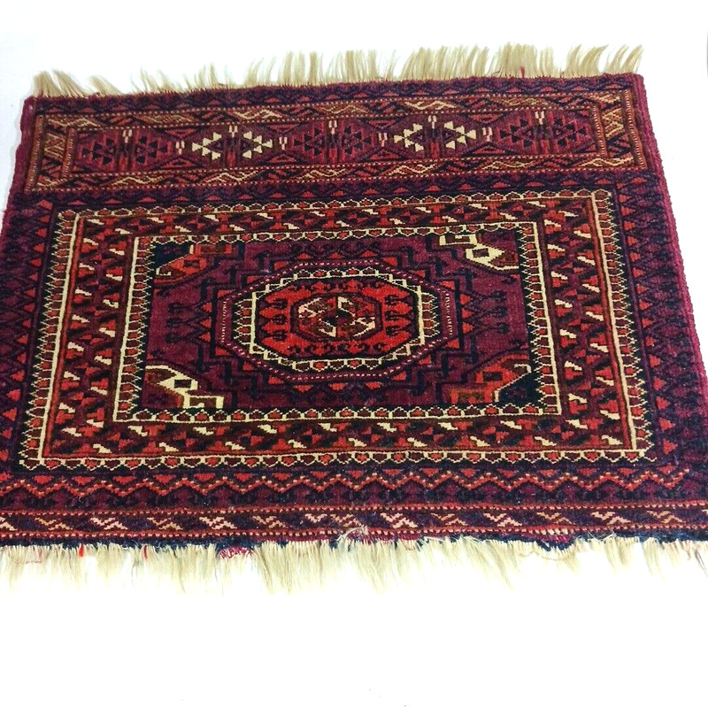 Antique Baluchi Turkish Tribal Tapestry Bag Face Bagface with Fringe 20x15 gallery