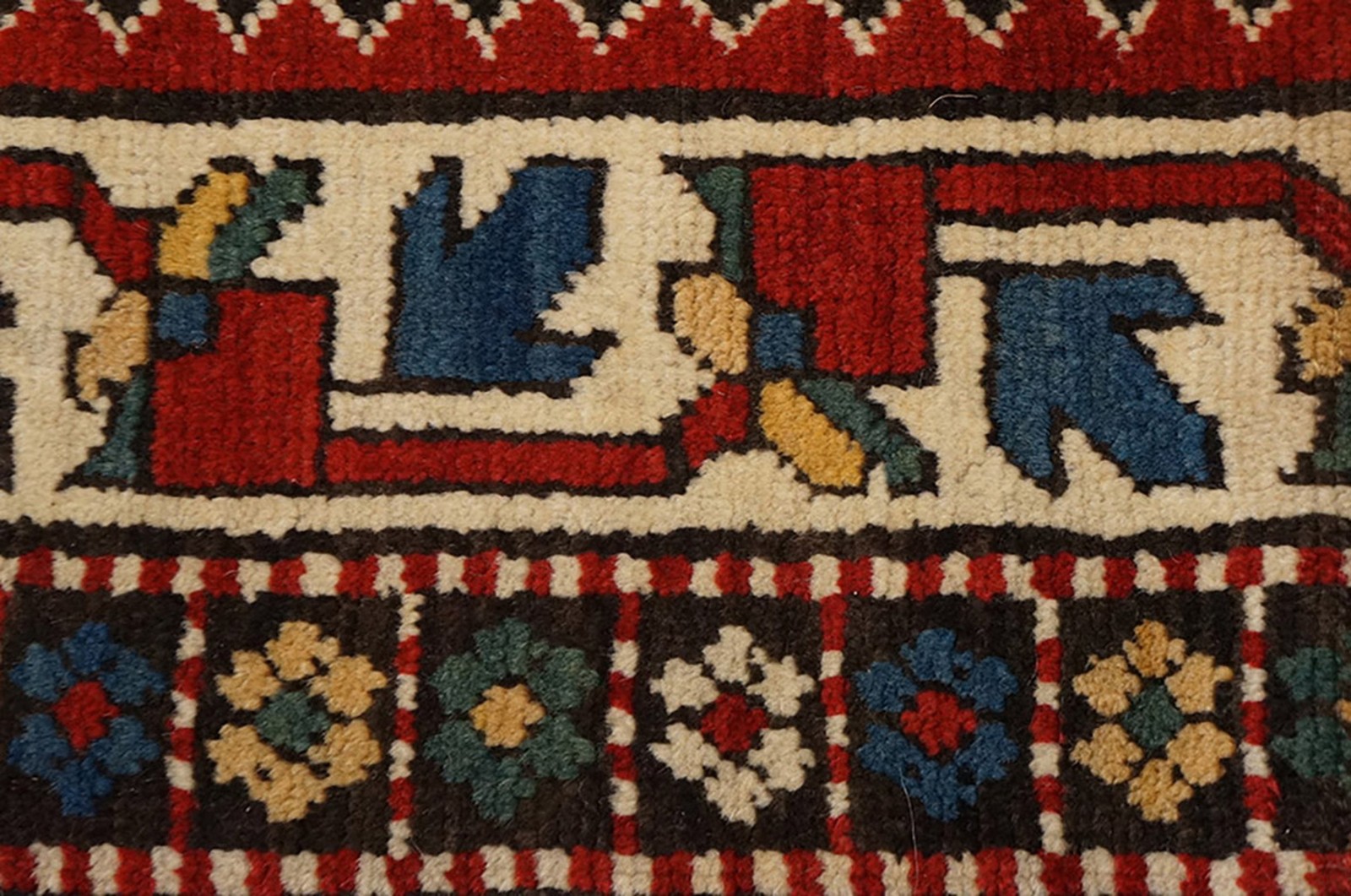 3'x7' Late 19th Century Graphic Antique Tribal Geometric Caucasian Kazak Rug gallery