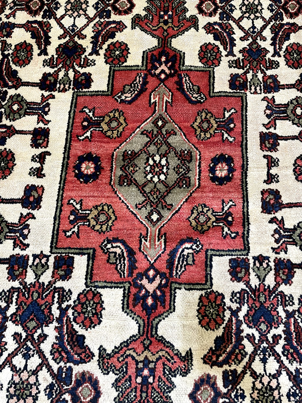 Antique Oriental Hand-Knotted Wool Area Rug Ivory/Navy Blue/Red 11'2" x 17'8" gallery