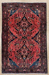 4×7 Hamedan Oriental Wool Rug Antique Vintage Hand Knotted Tribal Red Geometric