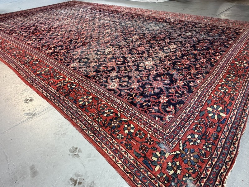 Antique Large Palace Size Carpet, Navy Blue Mahal Sultan-Abad 12.4 X 21.8 Feet gallery