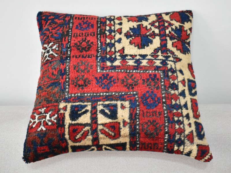 Antique Tribal Pillow Cover Sofa Rug 16'' x 16'' Made Of Antique Cushion Carpet gallery