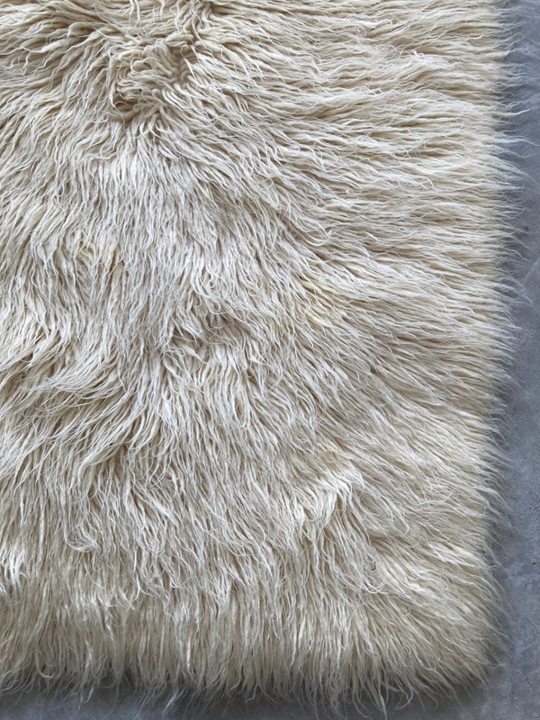 Vintage Handmade Scandinavian Flokati Style Wool Shaggy Rug 160x95 cm gallery