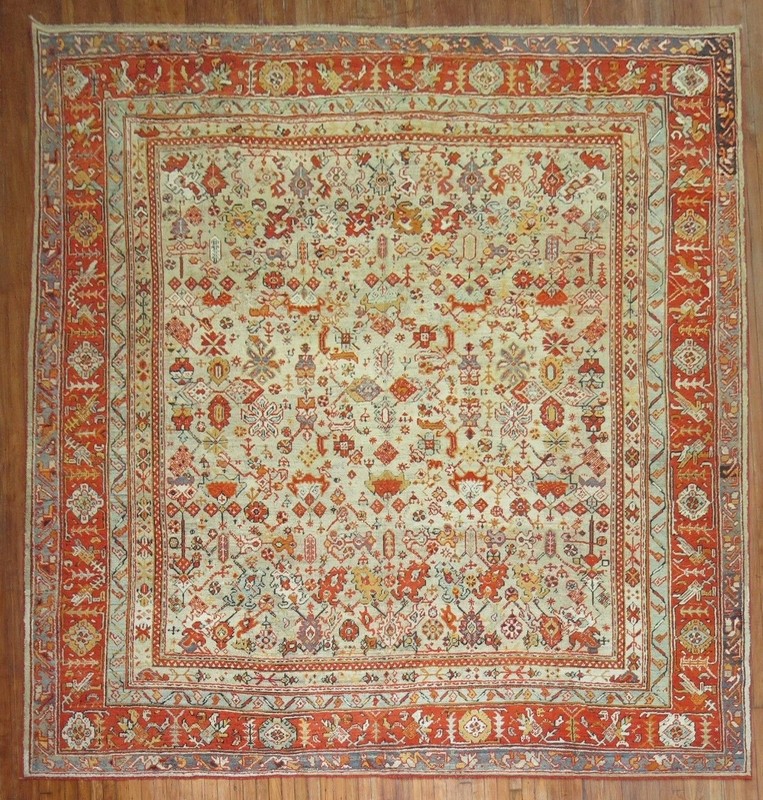 Antique Turkish Angora Oushak Ushak Rug 10'1''x11'1'' gallery