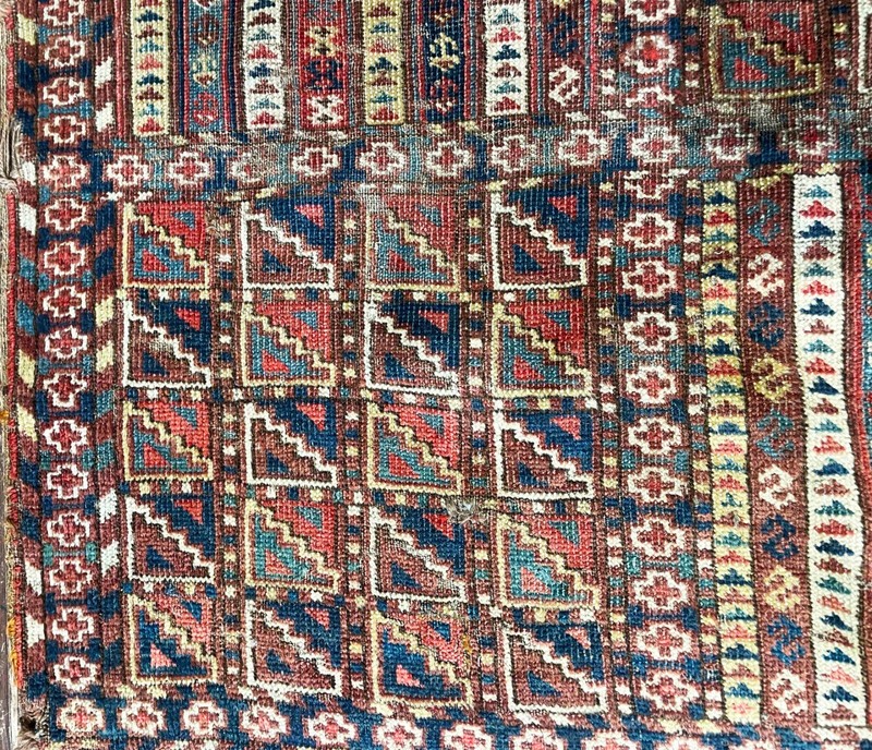 Rare Antique Yomud Turkoman Prayer Rug Western Turkestan AS IS, 3' x 4' 111098 gallery