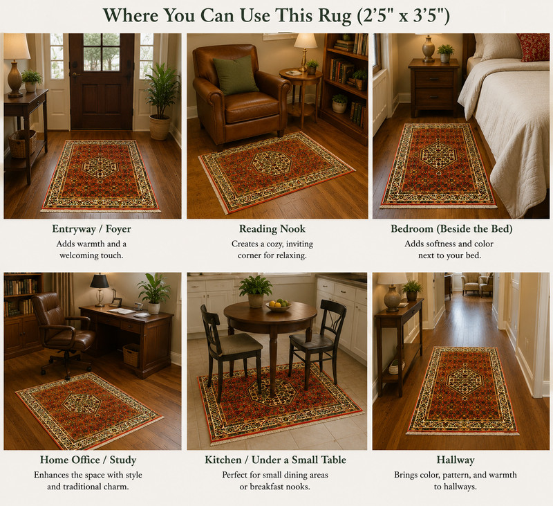 NATURAL WOOL Old Orintal Rugs, Hand Woven,knotted size Approximately 2'5" X 3'5" gallery