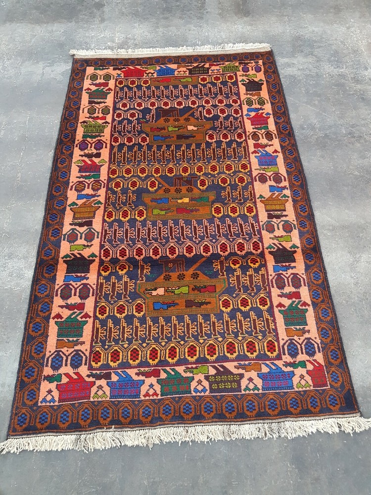 TRADITIONAL AFGHAN SHINDAND BALOCH WAR RUG TRIBAL ART 6'9"x4'1" ft