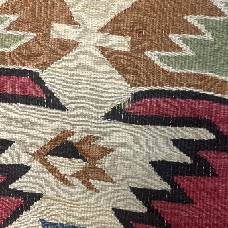 Vintage Flatweave Caucasian Kilim Woven Wool Runner Rug (slight defects) gallery