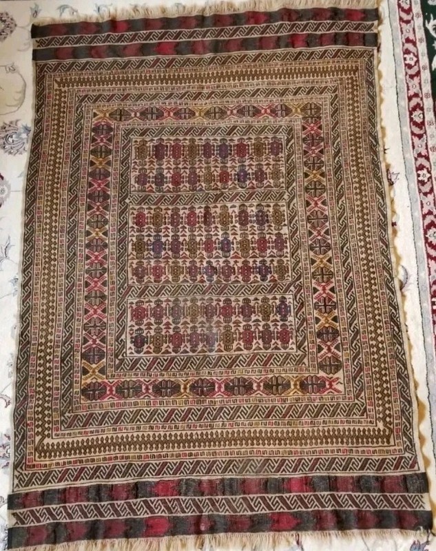 84" x 56", 7' x 4'8" ft Semi-Antique tribal soumak wool kilim rug ~All Wool gallery